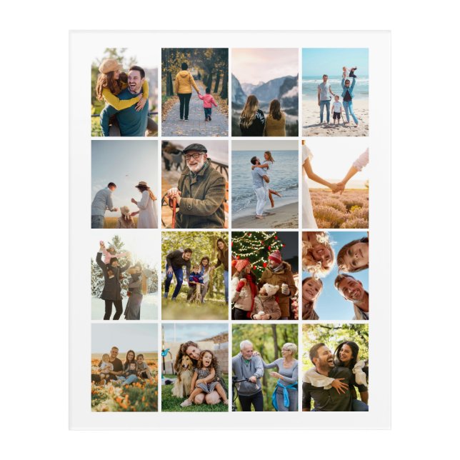 Create Your Own Personalized 16 Photo Collage Acrylic Print (Front)