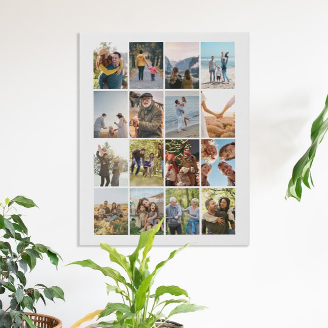 Create Your Own Personalized 16 Photo Collage Faux Canvas Print (Creator Uploaded)
