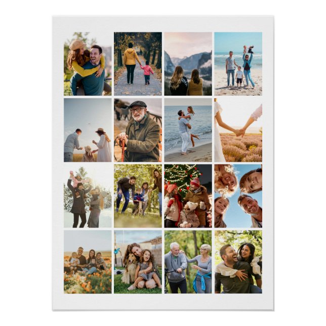Create Your Own Personalized 16 Photo Collage Poster (Front)