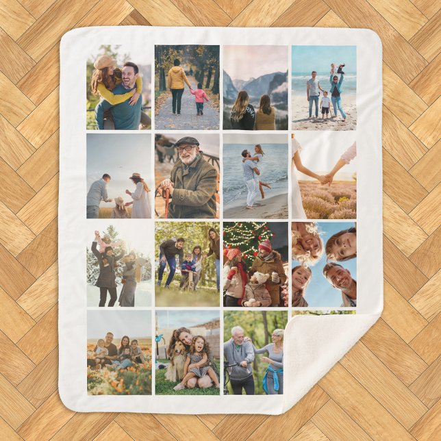 Create Your Own Personalized 16 Photo Collage Sherpa Blanket (Creator Uploaded)