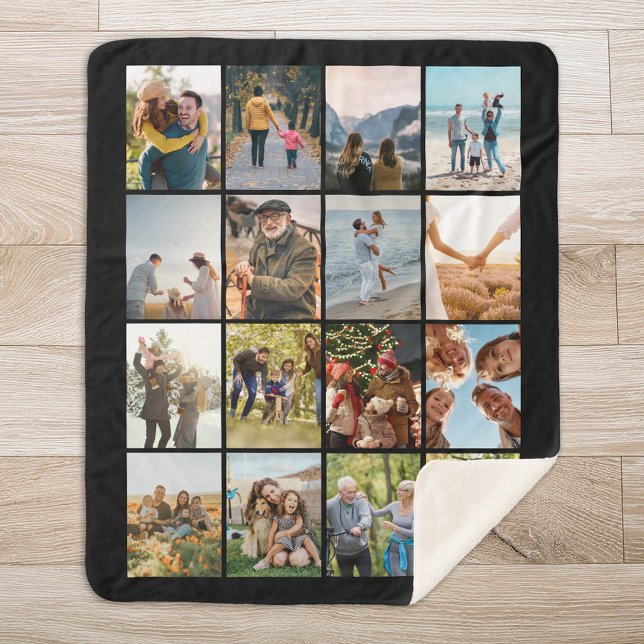 Create Your Own Personalized 16 Photo Collage Sherpa Blanket (Creator Uploaded)