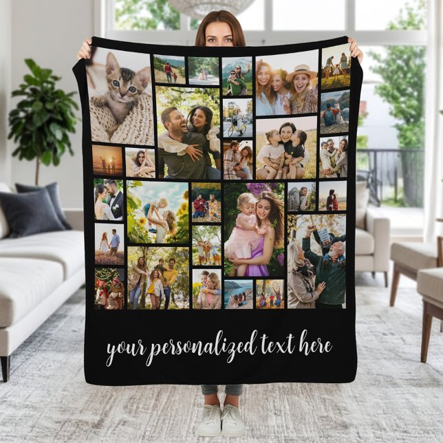 Create Your Own Personalized 28 Photo Collage Fleece Blanket (Creator Uploaded)