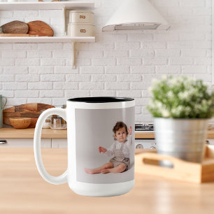 Create Your Own Personalized 2 Photos Two-Tone Coffee Mug