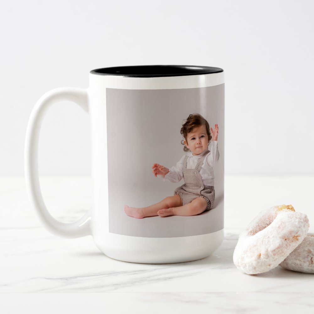 Disover Create Your Own Personalized 2 Photos Two-Tone Coffee Mug