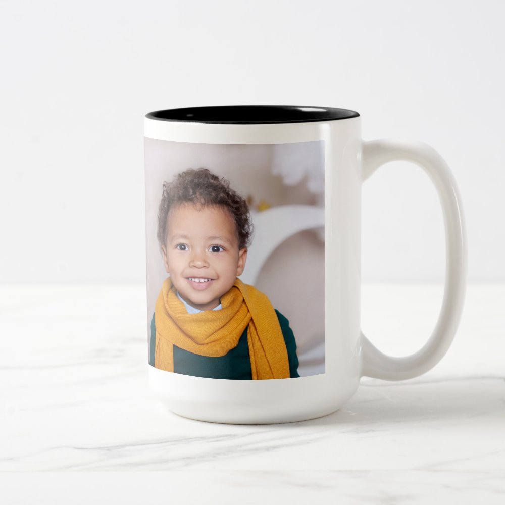 Discover Create Your Own Personalized 2 Photos Two-Tone Coffee Mug