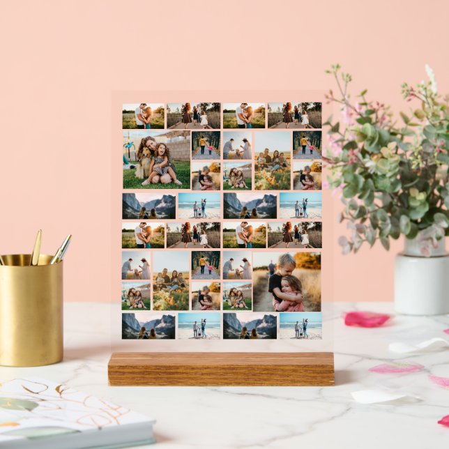 Create Your Own Personalized 32 Photo Collage Acrylic Sign (Wedding)