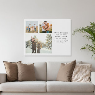 Create Your Own Personalized 3 Photo and Quote Faux Canvas Print