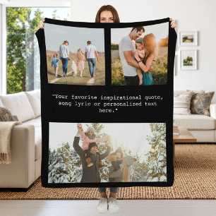 Create Your Own Personalized 3 Photo and Quote Fleece Blanket