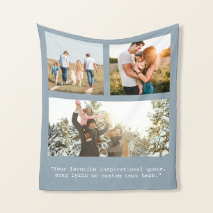 Create Your Own Personalized 3 Photo and Quote Fleece Blanket