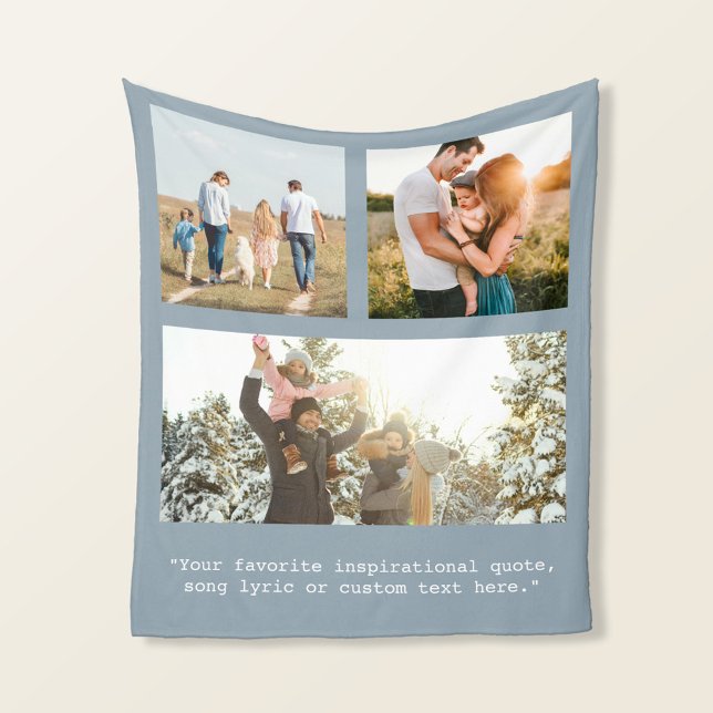 Create Your Own Personalized 3 Photo and Quote Fleece Blanket (Creator Uploaded)
