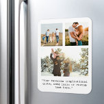 Create Your Own Personalized 3 Photo and Quote Magnet<br><div class="desc">Create your own custom photo and quote magnet. Features three of your photos and personalized text in minimalist typewriter typography.</div>