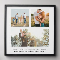 Create Your Own Personalized 3 Photo and Quote Peel And Stick Photo Tile