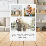 Create Your Own Personalized 3 Photo and Quote Plaque<br><div class="desc">Create your own custom photo and quote plaque. Features three of your photos and personalized text in minimalist typewriter typography.</div>