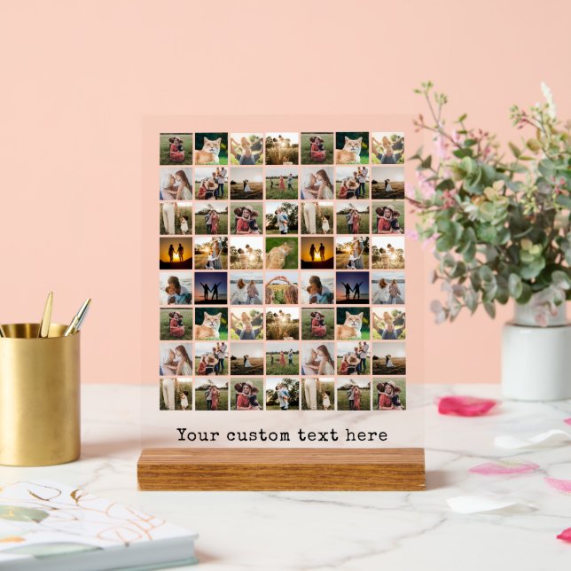Create Your Own Personalized 56 Photo Collage Acrylic Sign (Wedding)