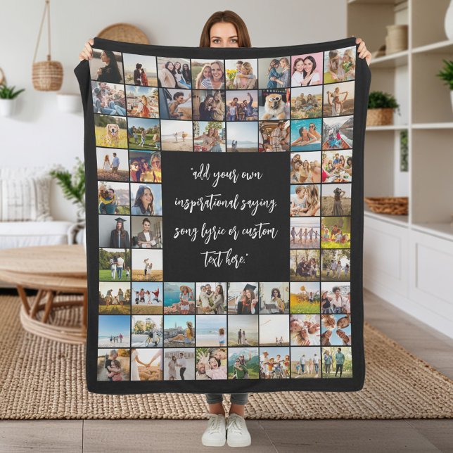 Create Your Own Personalized 64 Photo Collage Fleece Blanket (Creator Uploaded)