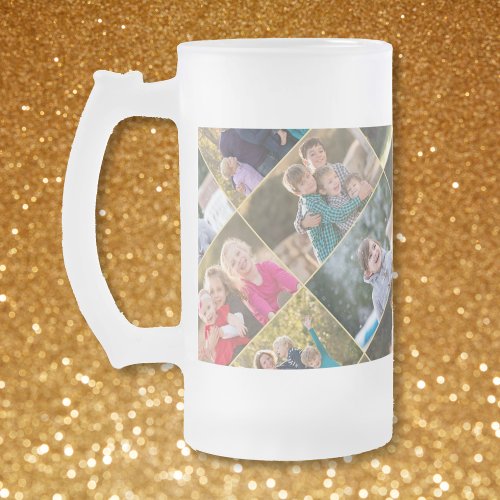 Create Your Own Personalized 6 Photo Collage Frosted Glass Beer Mug