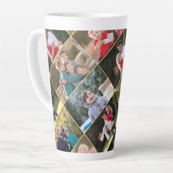 Create Your Own Personalized 6 Photo Collage Text Latte Mug by iCoolCreate at Zazzle