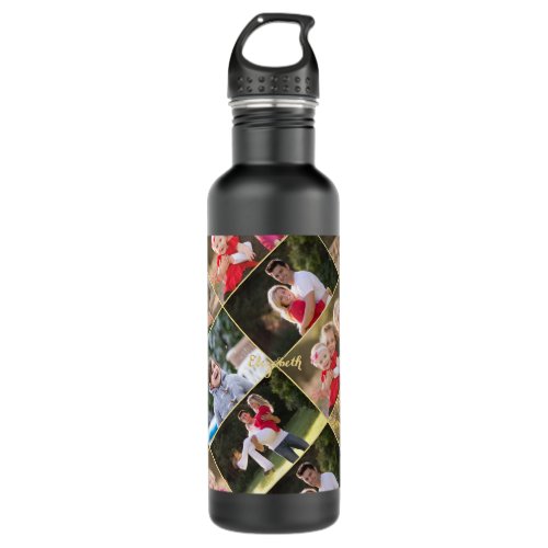 Create Your Own Personalized 6 Photo Collage Text Stainless Steel Water Bottle