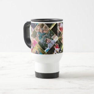 Create Your Own Personalized 6 Photo Collage White Travel Mug
