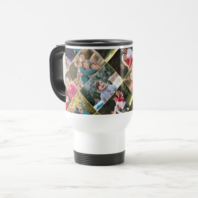 Create Your Own Personalized 6 Photo Collage White Travel Mug (Front Left)