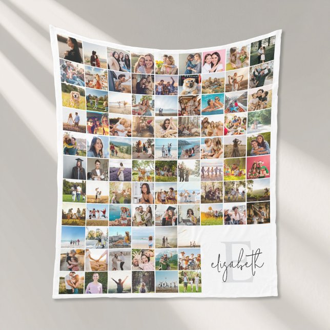 Create Your Own Personalized 90 Photo Collage Fleece Blanket (Creator Uploaded)