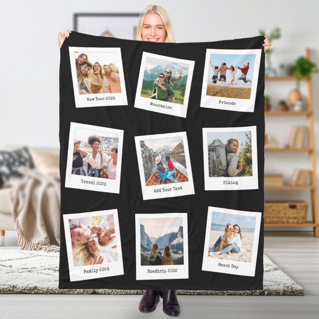 Create Your Own Personalized 9 Photo Collage Fleece Blanket (Creator Uploaded)