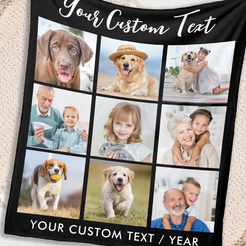 Create Your Own Personalized 9 Photo Collage Fleece Blanket
