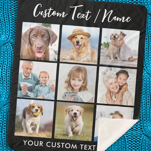 Create Your Own Personalized 9 Photo Collage Sherpa Blanket