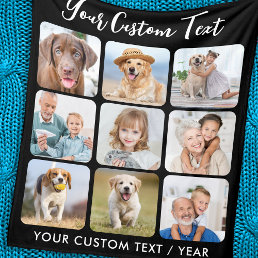 Create Your Own Personalized 9 Picture Collage Fleece Blanket