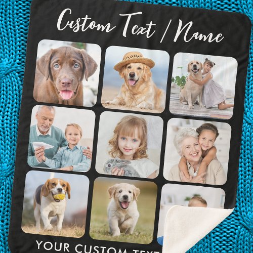 Create Your Own Personalized 9 Picture Collage Sherpa Blanket