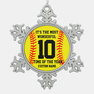 Create Your Own Personalized Baseball Name Snowflake Pewter Christmas Ornament