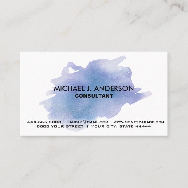 Create Your Own Personalized Blue Color Splatter Business Card (Front)