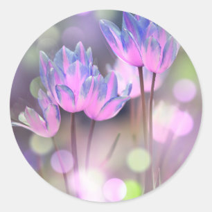 Create Your Own Personalized Bokeh Spring Flowers Classic Round Sticker