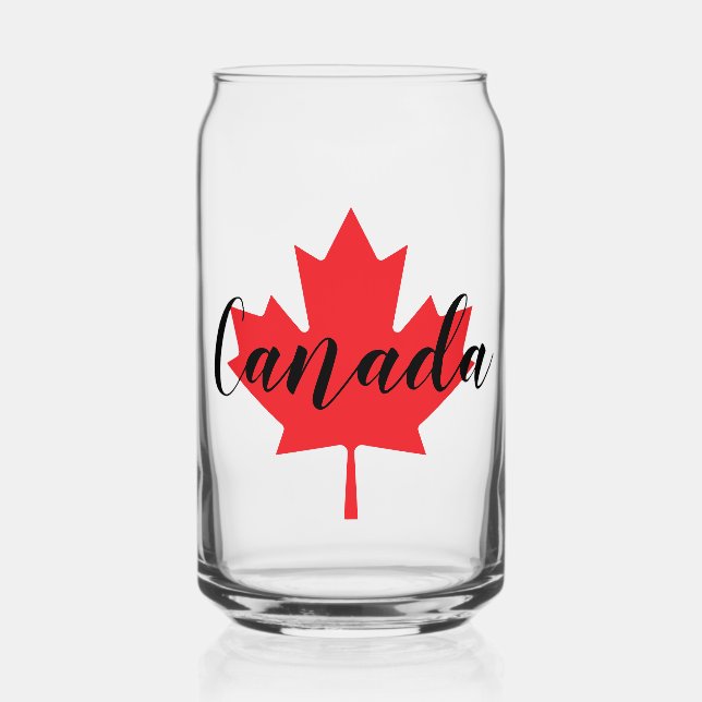 Create Your Own Personalized Canada Red Maple Leaf Can Glass (Front)