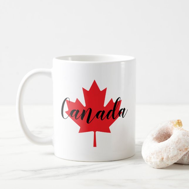 Create Your Own Personalized Canada Red Maple Leaf Coffee Mug (With Donut)