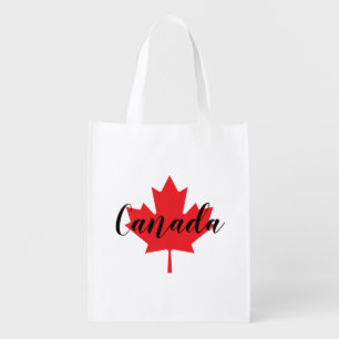 Create Your Own Personalized Canada Red Maple Leaf Grocery Bag