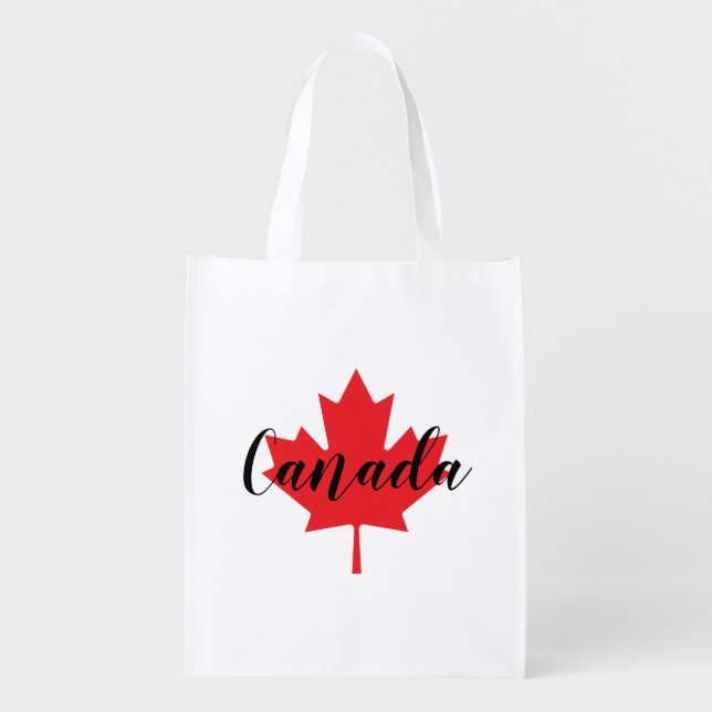 Create Your Own Personalized Canada Red Maple Leaf Grocery Bag (Front)