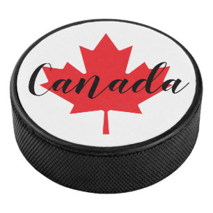 Create Your Own Personalized Canada Red Maple Leaf Hockey Puck