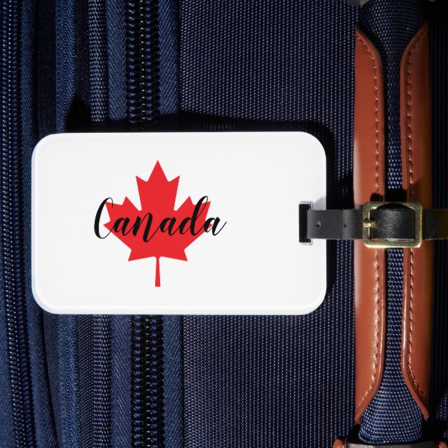 Create Your Own Personalized Canada Red Maple Leaf Luggage Tag (Front Insitu 4)