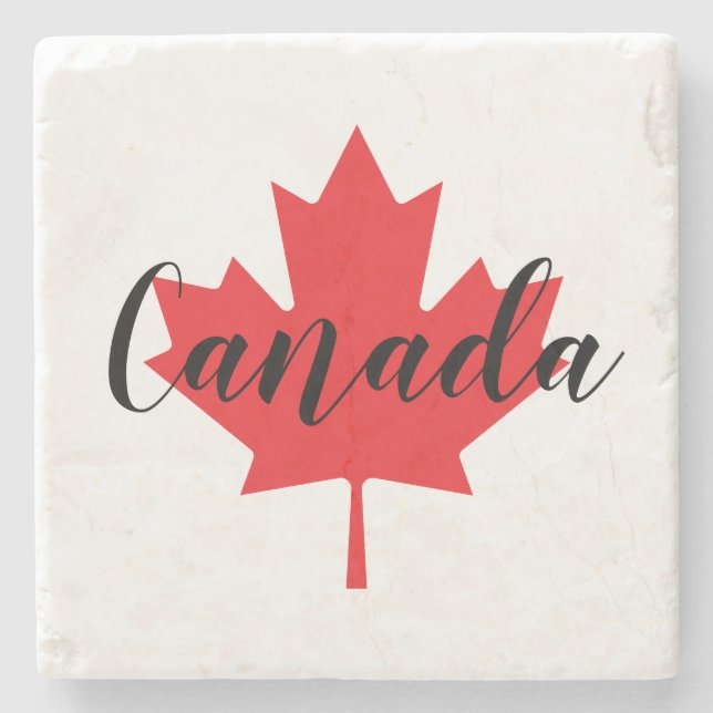 Create Your Own Personalized Canada Red Maple Leaf Stone Coaster (Front)