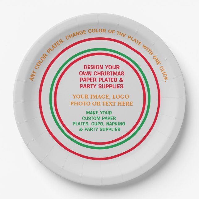 Create Your Own Personalized Christmas Party Paper Plates (Front)