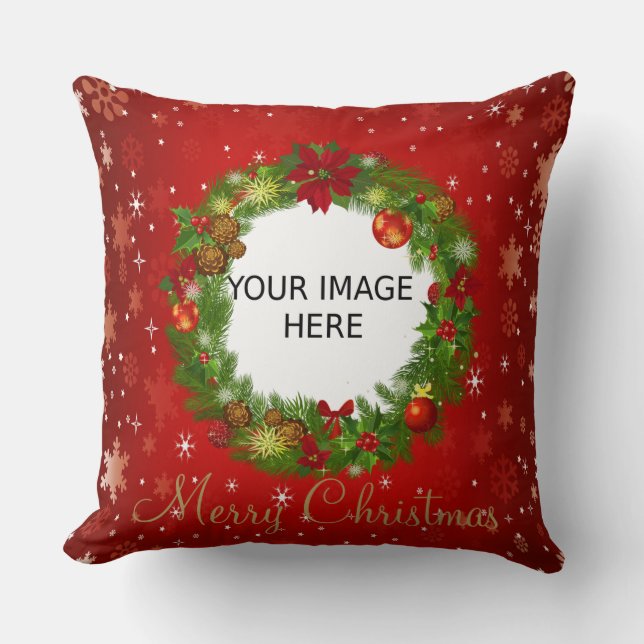 Create your own personalized Christmas Photo Throw Pillow (Front)