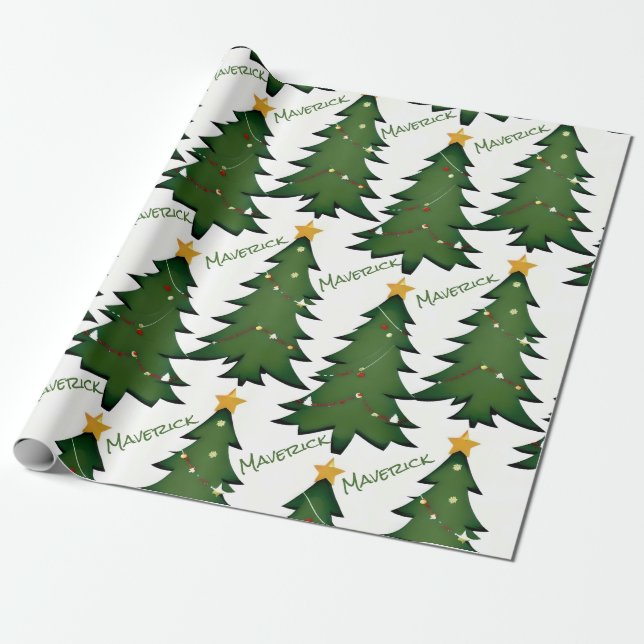 Create Your Own Personalized Christmas Tree Wrapping Paper (Unrolled)
