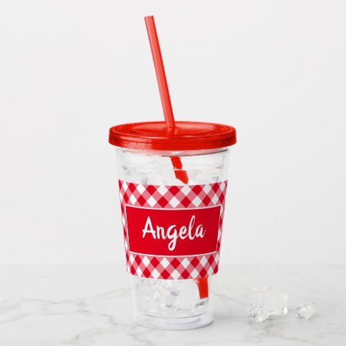 Create Your Own Personalized Country Gingham Acrylic Tumbler