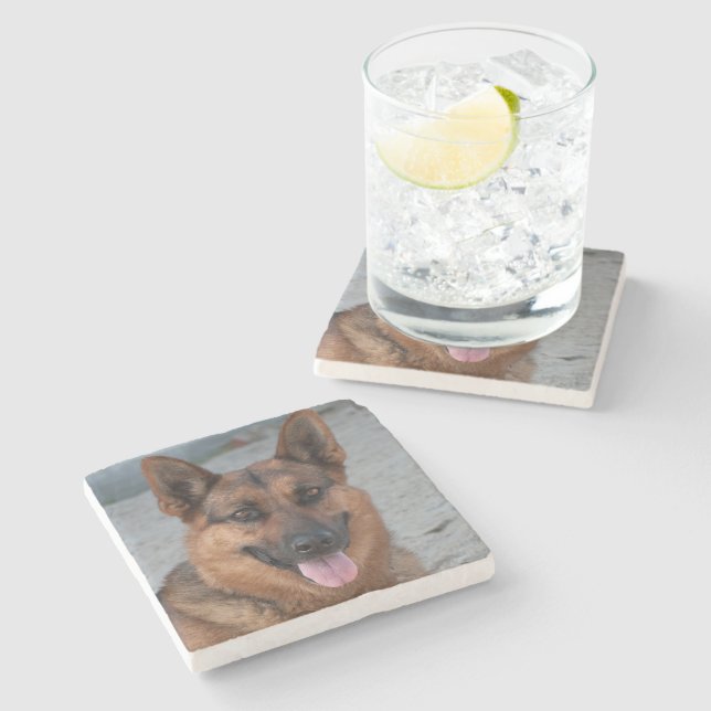 Create Your Own Personalized Dog Photo Stone Coaster (Side)