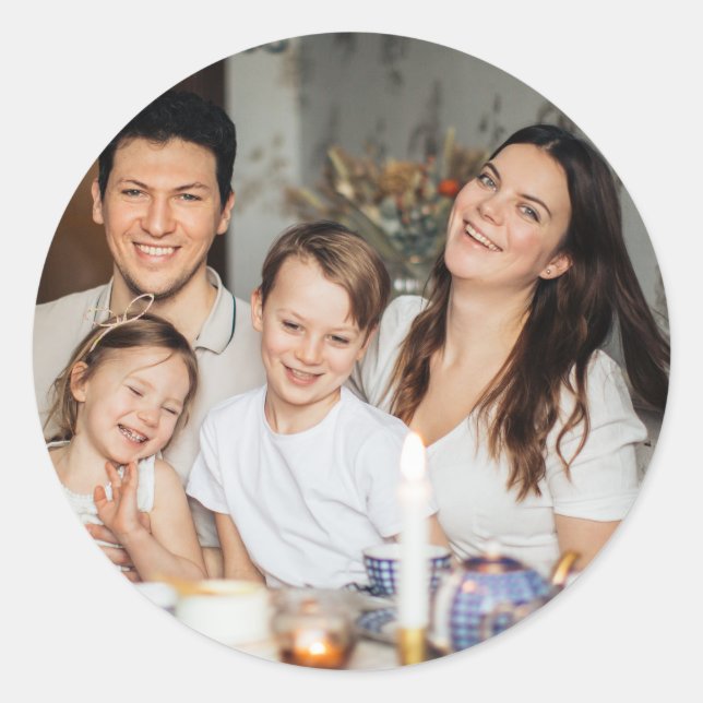 Create Your Own Personalized Family Photo  Classic Round Sticker (Front)