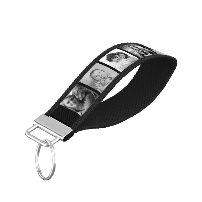 Create Your Own Personalized Family Photo Collage Wrist Keychain (Angled Down)