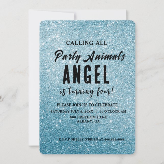 Create Your Own Personalized Glitter  Invitation (Front)