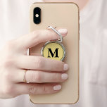 Create Your Own Personalized Gold Black Monogram Phone Ring Stand<br><div class="desc">Custom, personalized, modern black monogram monogrammed on faux gold background, compact, slim design, removable (leaves no residue), silvertone metal phone ring holder and stand, featuring ring that rotates 360° and flips 180° to adjust for any angle needed for you to hold, hang, or prop your device. Simply type in your...</div>