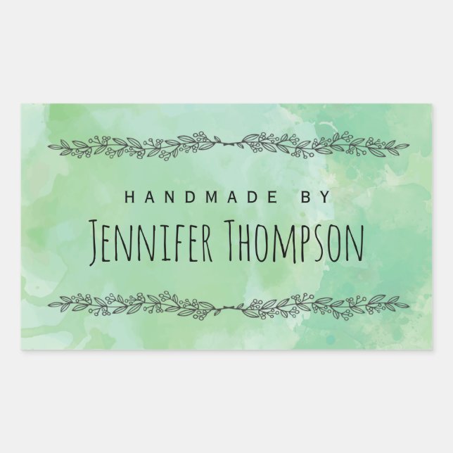 Create Your Own Personalized Handmade By Rectangular Sticker (Front)